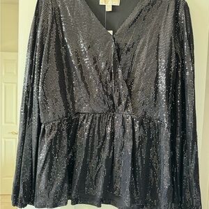 Michael Kors Black Sequin Blouse